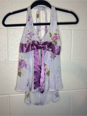 Vintage Victoria’s Secret floral satin chiffon top women’s size Xs